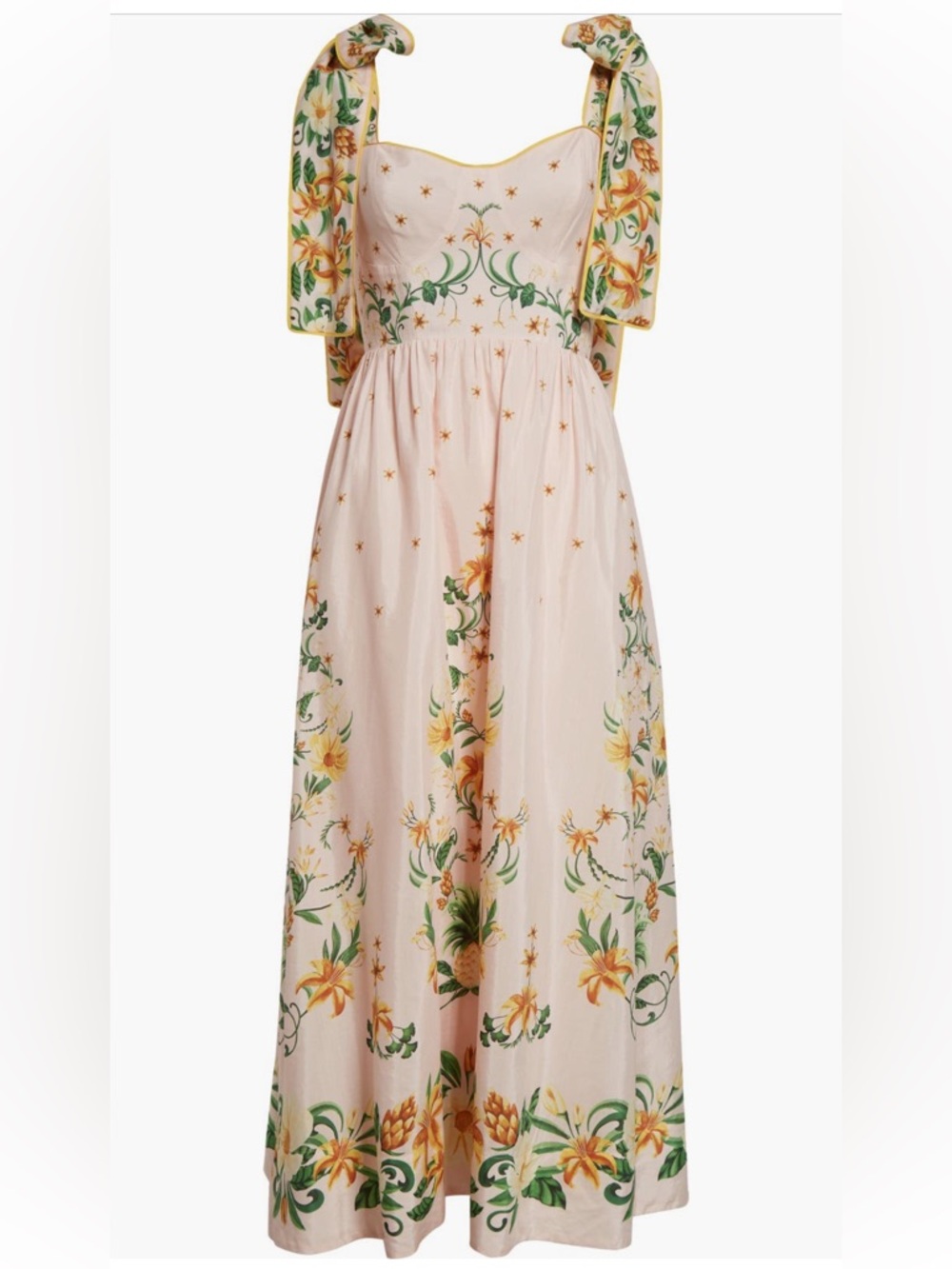 FARM Rio Botanical Beauty Pink Laces Cup Midi Dress NWT Size XL - Picture 4 of 9